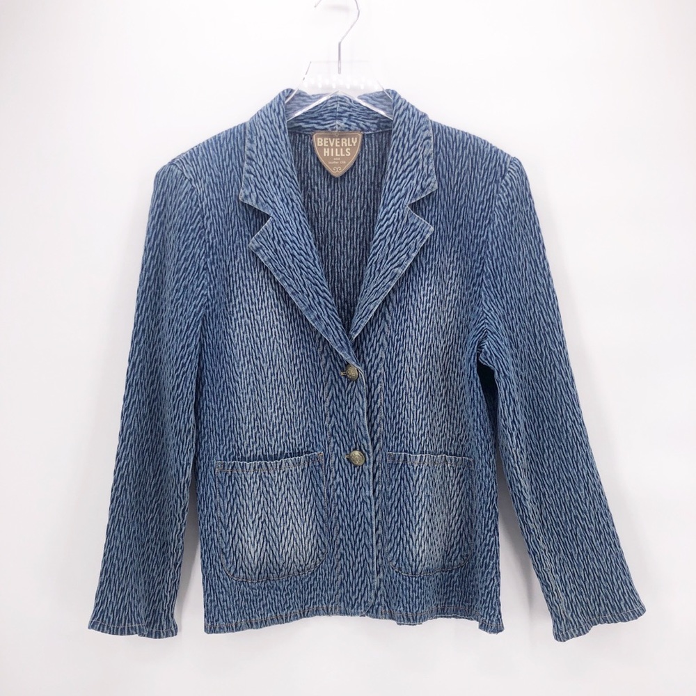 Amazing y2k Beverly Hills Denim Blazer USA Leather Club